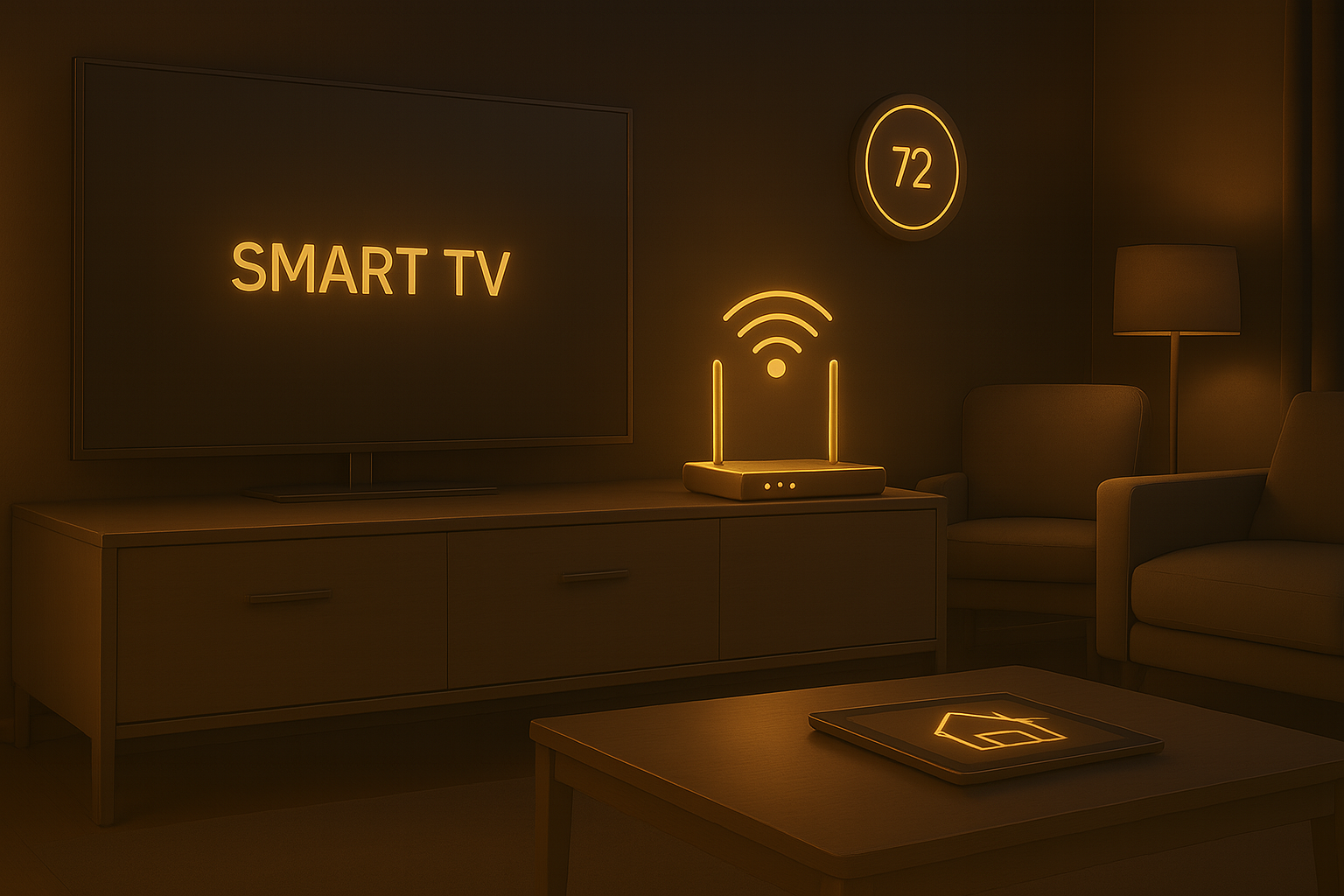 Smart home Wi-Fi router and connected devices installation for secure home network.